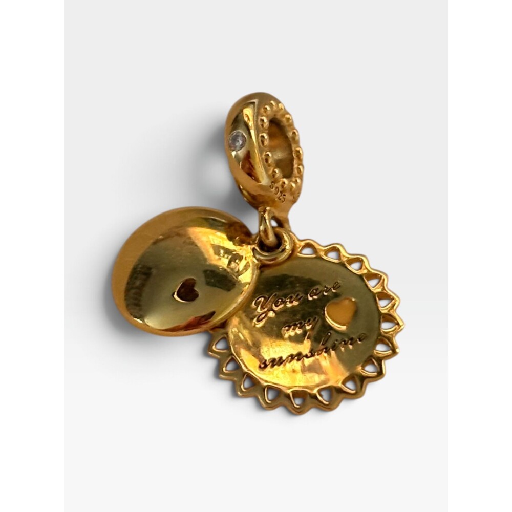 Pandora Gold You Are My Sunshine Charm Two-Tone Heart Dangle